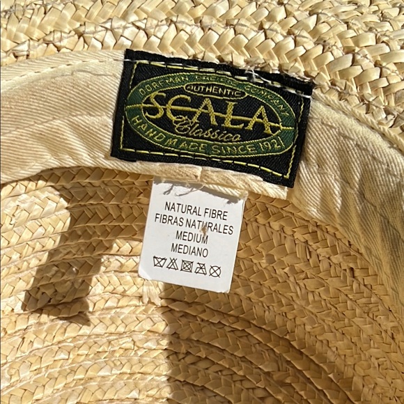 SCALA Straw Boater Hat with Red and Blue Ribbon - Picture 9 of 15